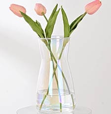 8 inch Iridescent Glass Flower Vases for Centerpiece Table Home Indoor Desk Decor,Ins Modern Boho Style Vase for Wedding Housewarming Gift