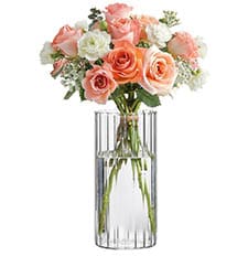ComSaf Glass Cylinder Vases Bud Vase for Centerpieces 8 Inch Tall Ribbed Vase Hurricane Floating Candle Holder Decorative Flower Vases for Wedding Reception Home Decor Housewarming Gift