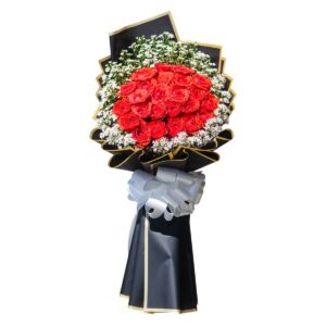 24 roses bouquet wrapped in black for Bohol flower delivery